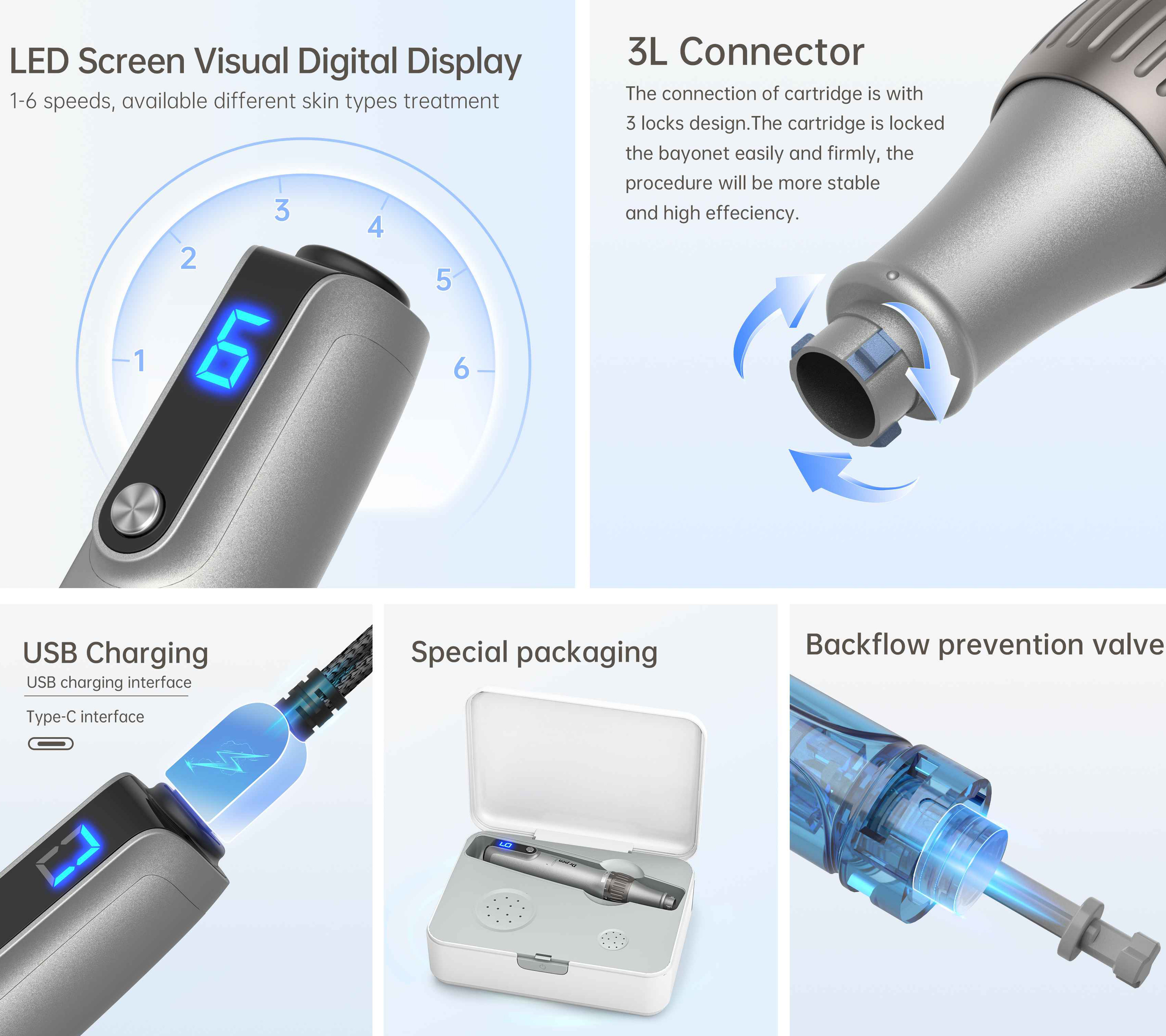 6-speed Portable Home Using Microneedling Derma Pen