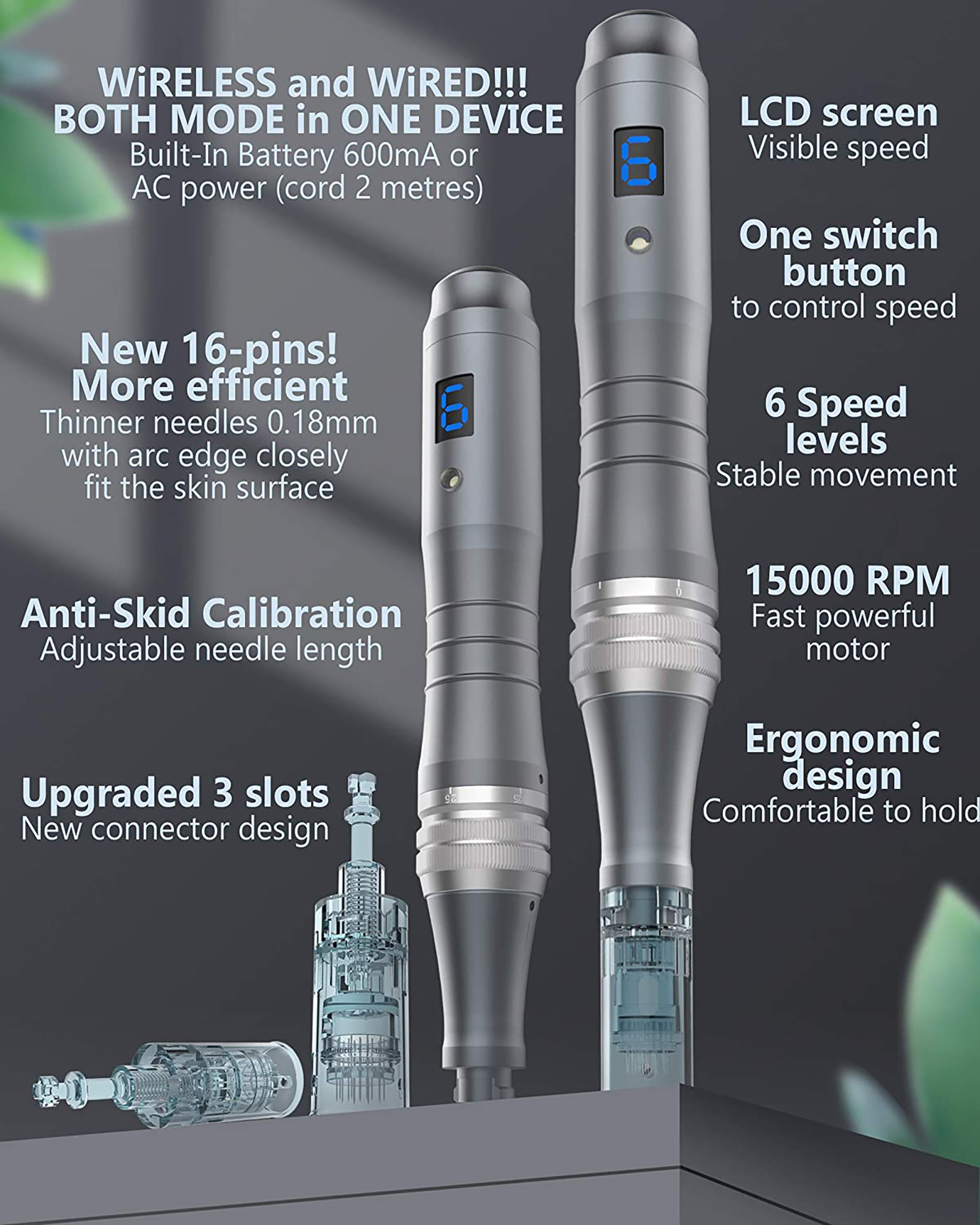 OEM/ODM 6-speed Portable Home Using Microneedling Derma Pen